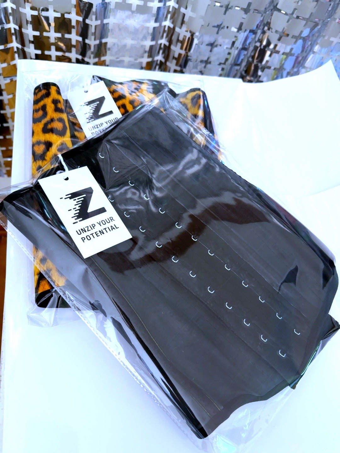 Black Ann Chery Waist trainer with Zipped Athletic Tags